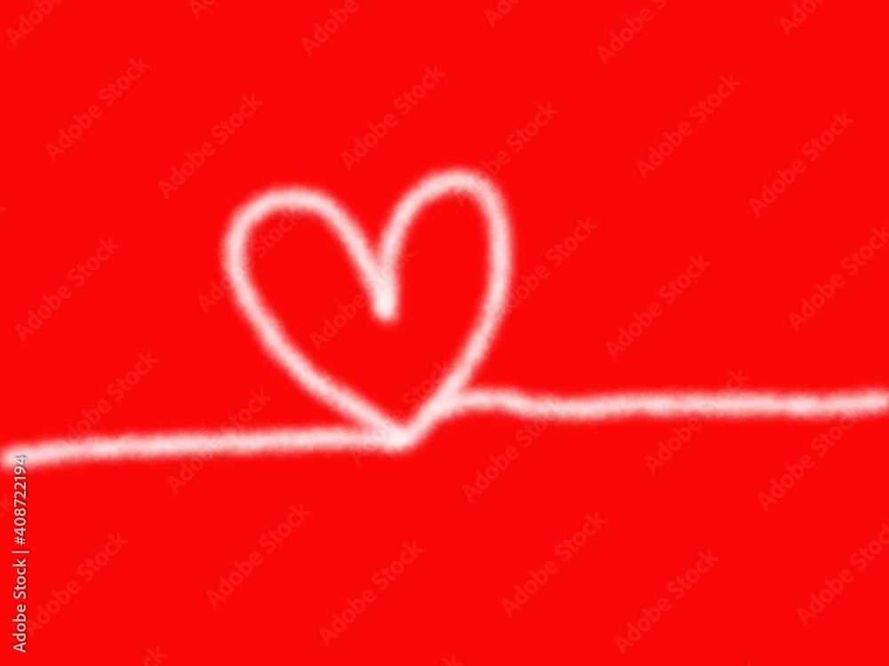 Sketch line Draw shape heart white color on red background, Valentine’s Day for copy text card, background