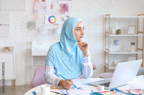 Thoughtful muslim fashion d...