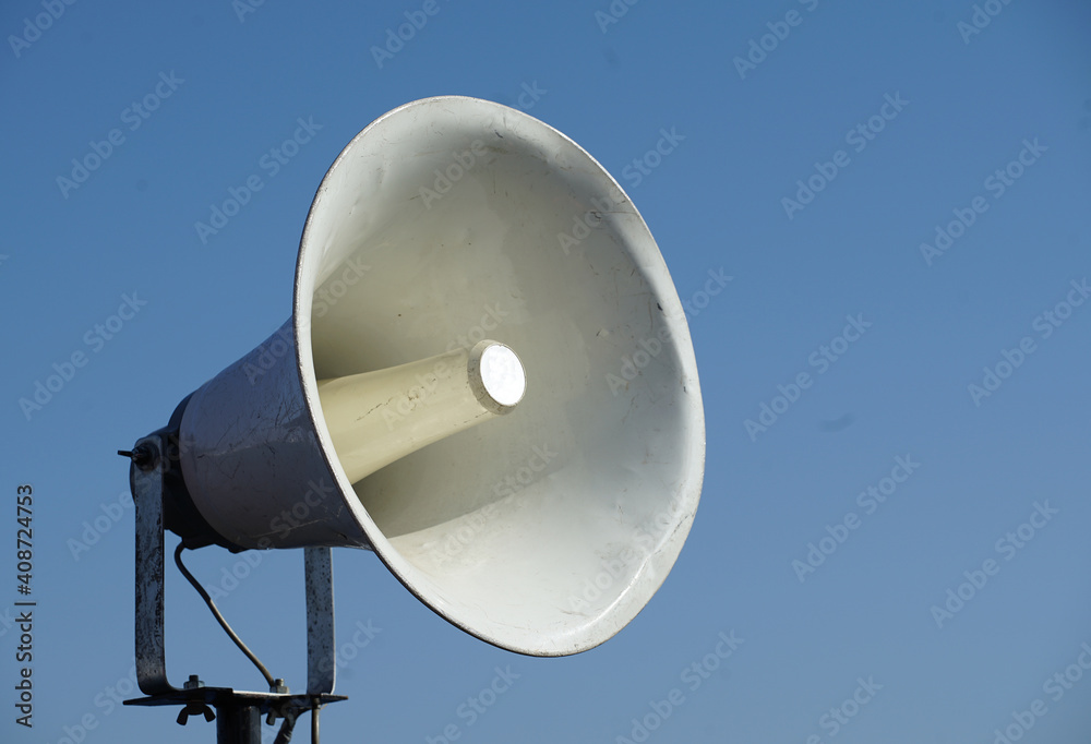 Speaker for information guidance on a clear blue sky day Speaker for information guidance on a clear blue sky day