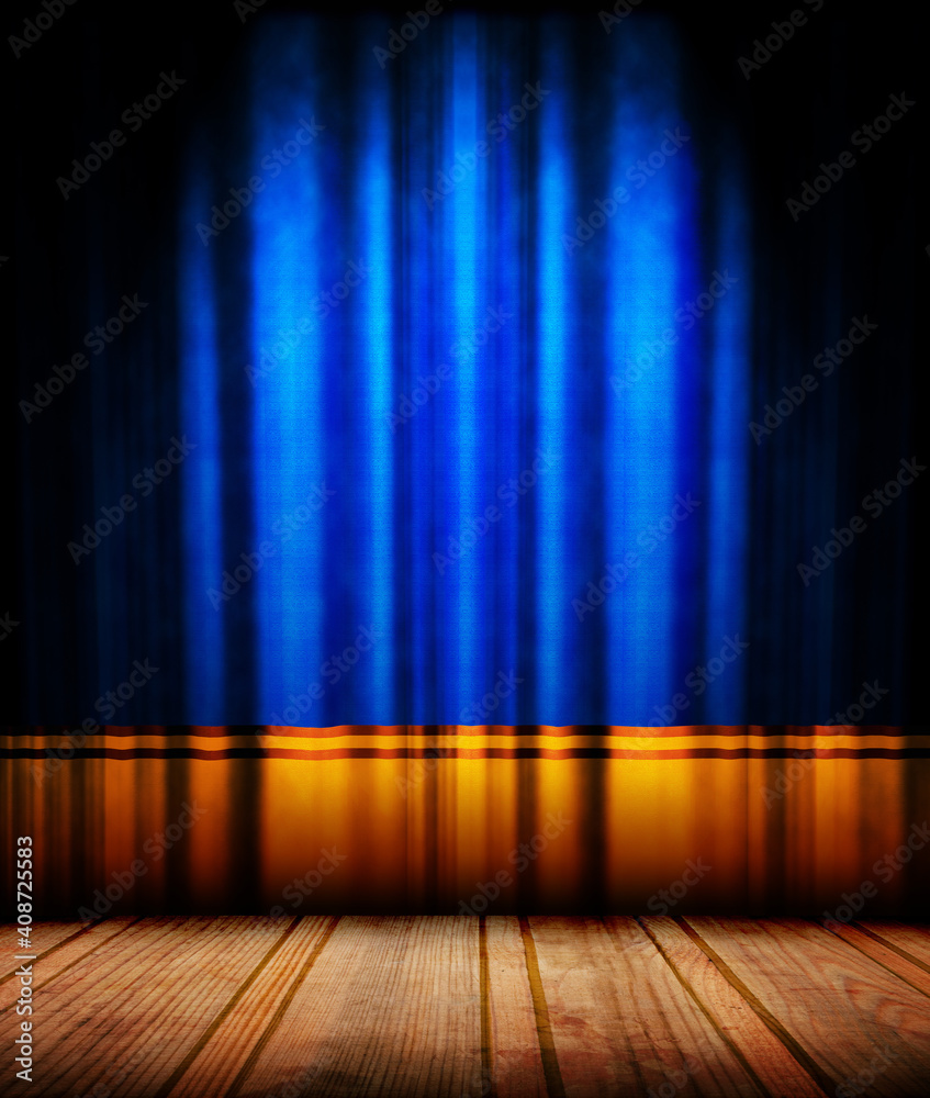 blue theater curtain