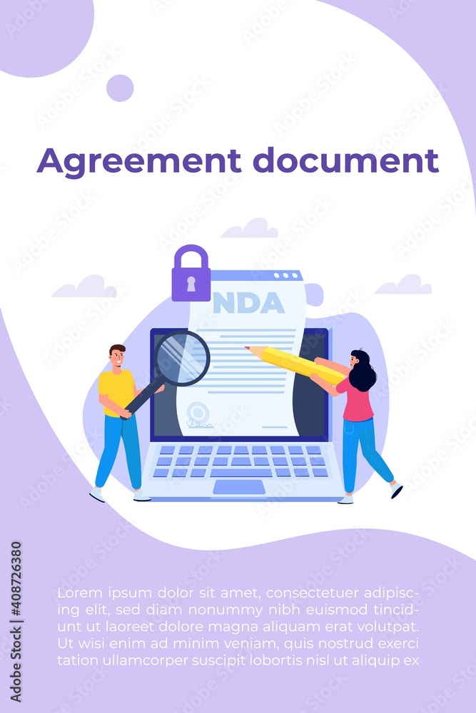 Legal restrictions,  non-disclosure agreement contract or NDA  concept. Vector illustration