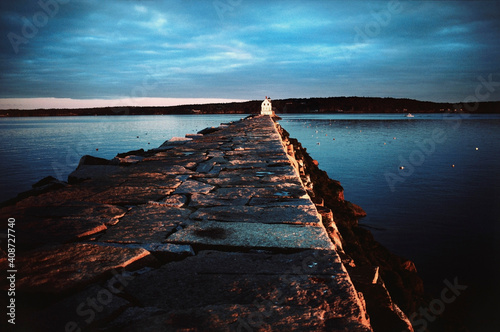 Lighthouse in the sea, Rockland Breakwater Lighthouse, Rockland, Knox County, Maine, USA photo