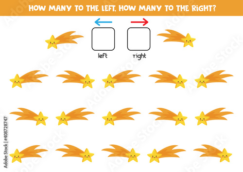 Left or right with cute star. Logical worksheet for preschoolers.