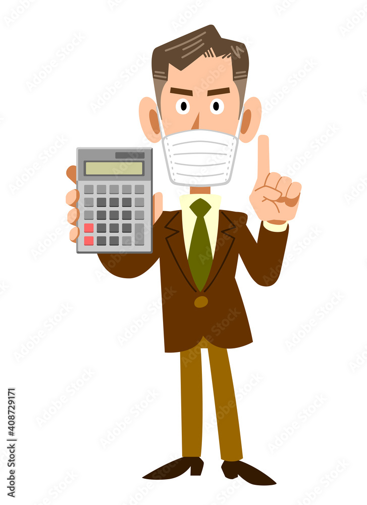 計算機を見せて説明する年配のビジネスマン
