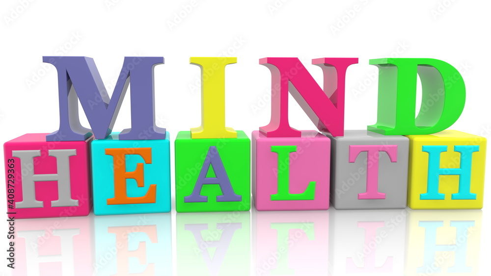 Concept of mind health on colorful cubes