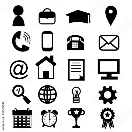 Set of icons for business, resume, cv, job, portfolio and presentation.