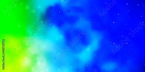 Light Blue, Green vector background with colorful stars.
