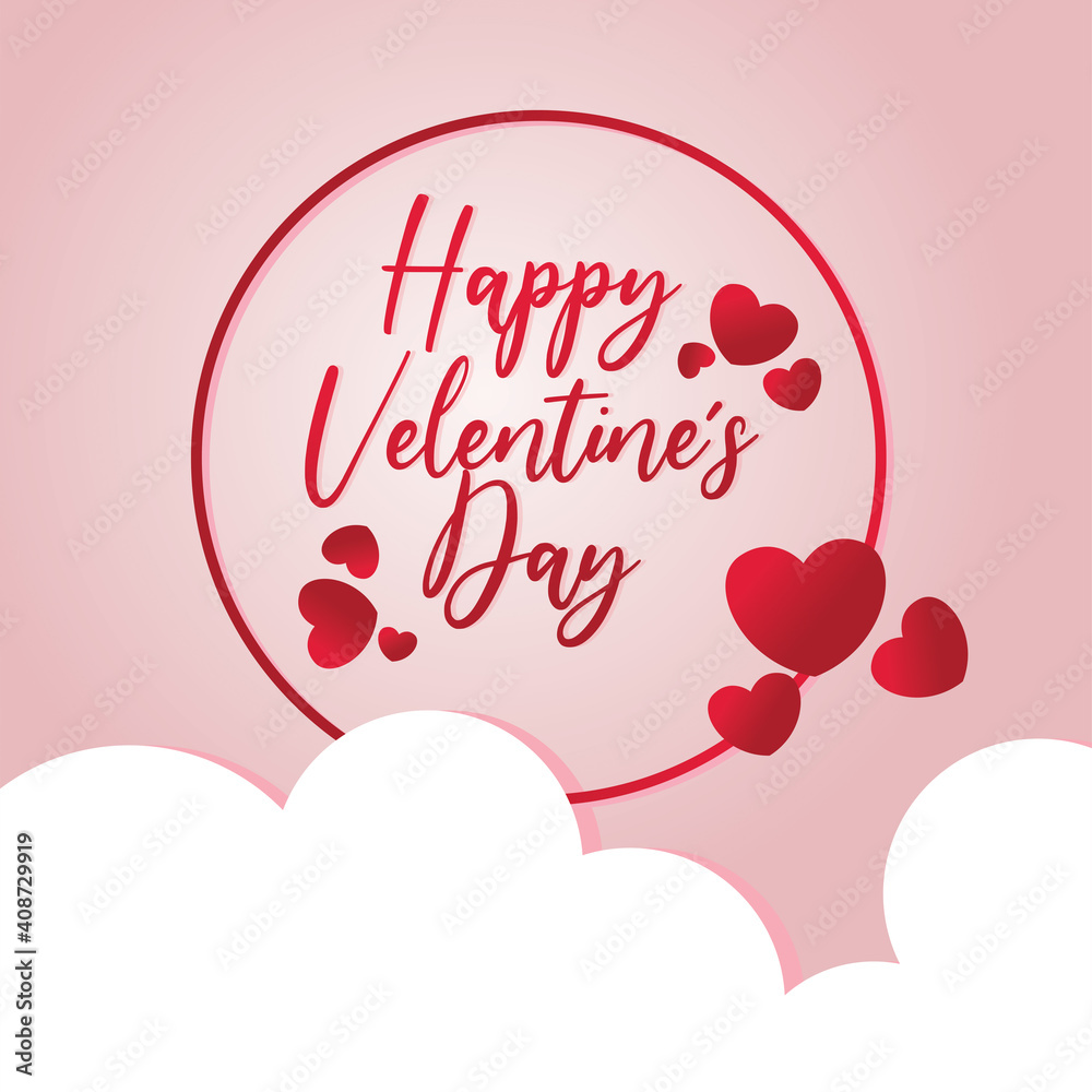 Happy Valentine day greeting card with heart shapes