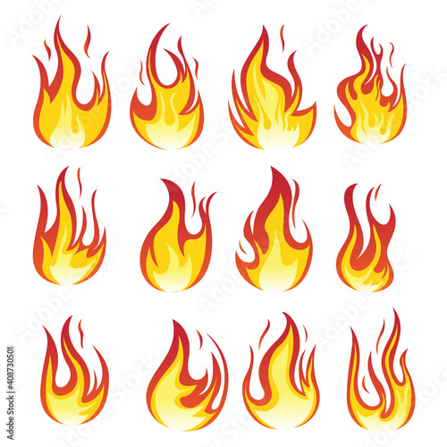 Cartoon fire flames set