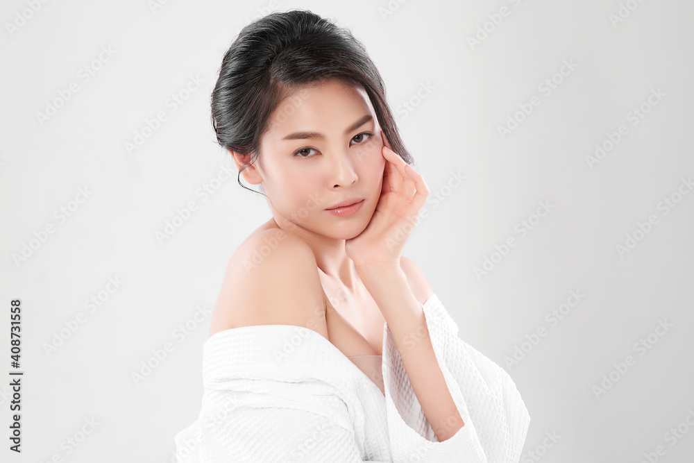 Beautiful young asian woman with clean fresh skin on white background, Face care, Facial treatment, Cosmetology, beauty and spa, Asian women portrait Beautiful young asian woman with clean fresh skin on white background, Face care, Facial treatment, Cosmetology, beauty and spa, Asian women portrait