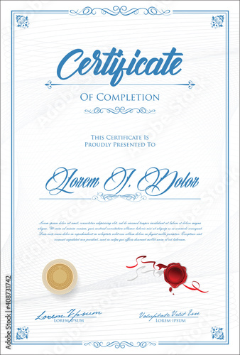 Certificate or diploma retro vintage design illustration 