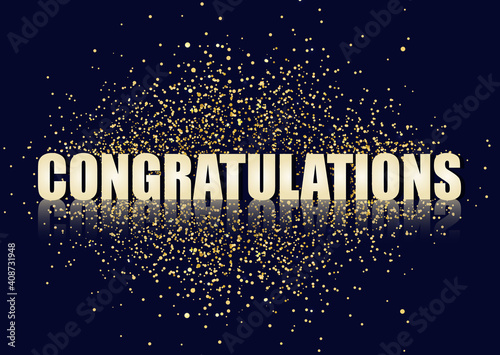 Congratulations banner with gold glitter