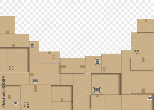 Cardboard boxes stacked in a pile.