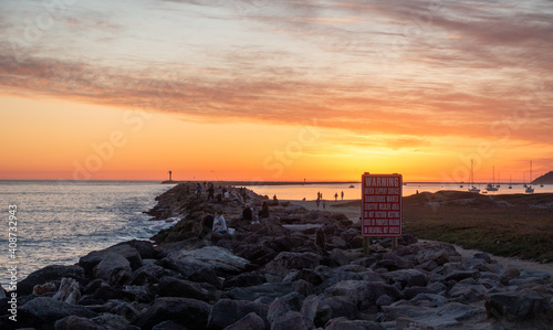 Sunset at half moon bay pillar point harbor beach