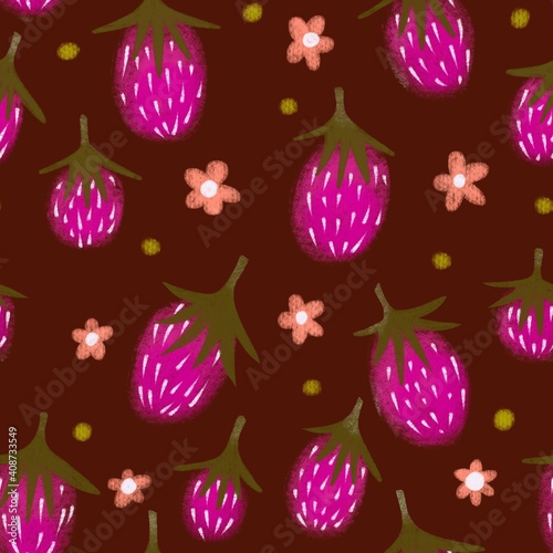 Fototapeta Naklejka Na Ścianę i Meble -  Juicy seamless strawberry pattern. Summer print