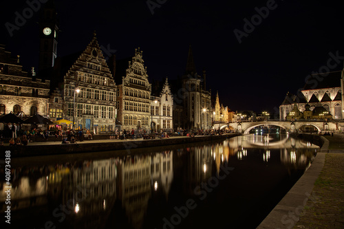 Vue de Gand la nuit - Flandre Orientale - Belgique