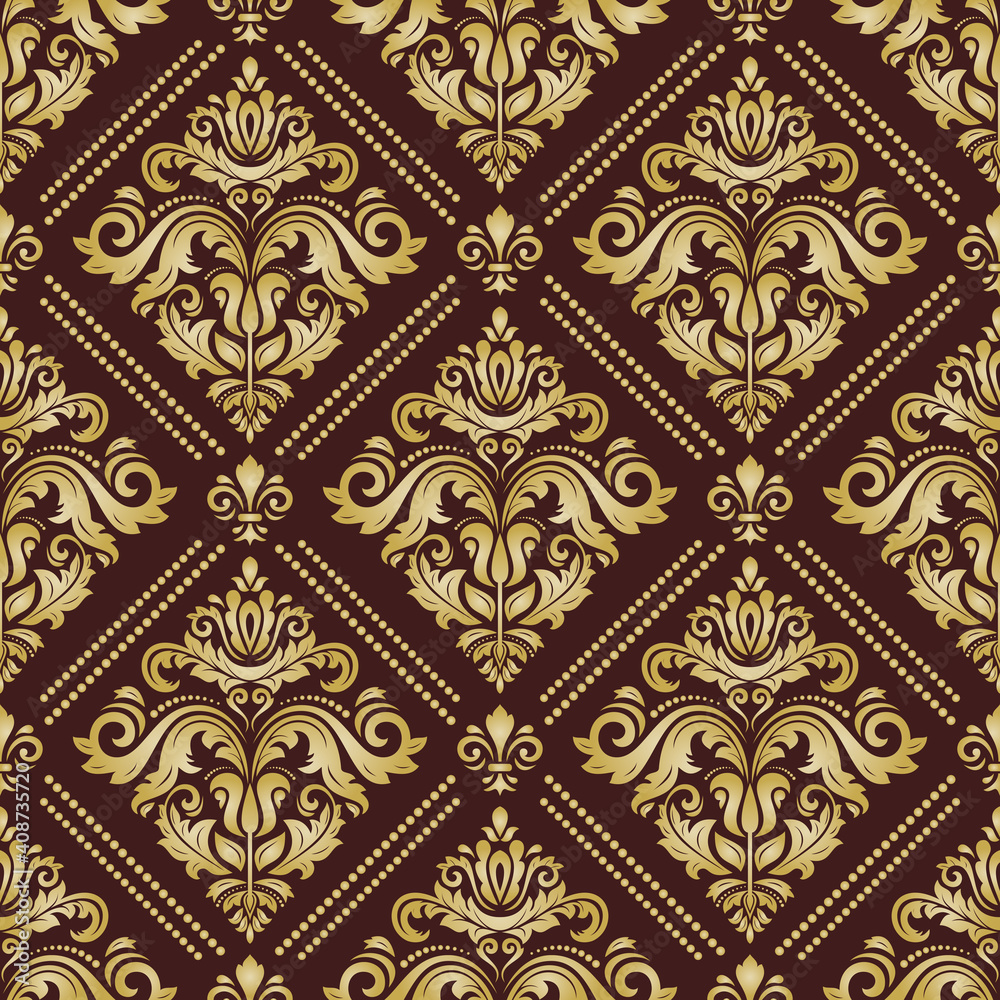 Orient vector classic pattern. Seamless abstract background with vintage elements. Orient background. Brown and golden ornament for wallpaper and packaging