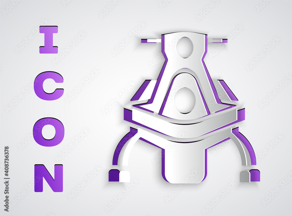 Paper cut Snowmobile icon isolated on grey background. Snowmobiling sign. Extreme sport. Paper art style. Vector Illustration. Paper cut Snowmobile icon isolated on grey background. Snowmobiling sign. Extreme sport. Paper art style. Vector Illustration.
