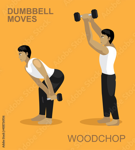 Woodchop Dumbbell Moves Manga Gym Set Illustration