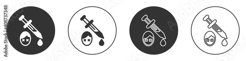Black Sword with blood icon isolated on white background. Medieval weapons knight and soldier. Symbol of murder. Circle button. Vector.