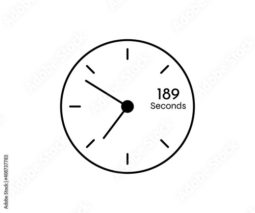 189 seconds Countdown modern Timer icon. Stopwatch and time measurement image isolated on white background