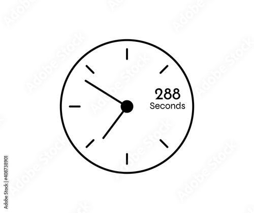 288 seconds Countdown modern Timer icon. Stopwatch and time measurement image isolated on white background