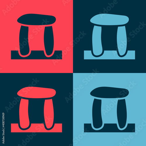 Pop art Stonehenge icon isolated on color background. Vector.