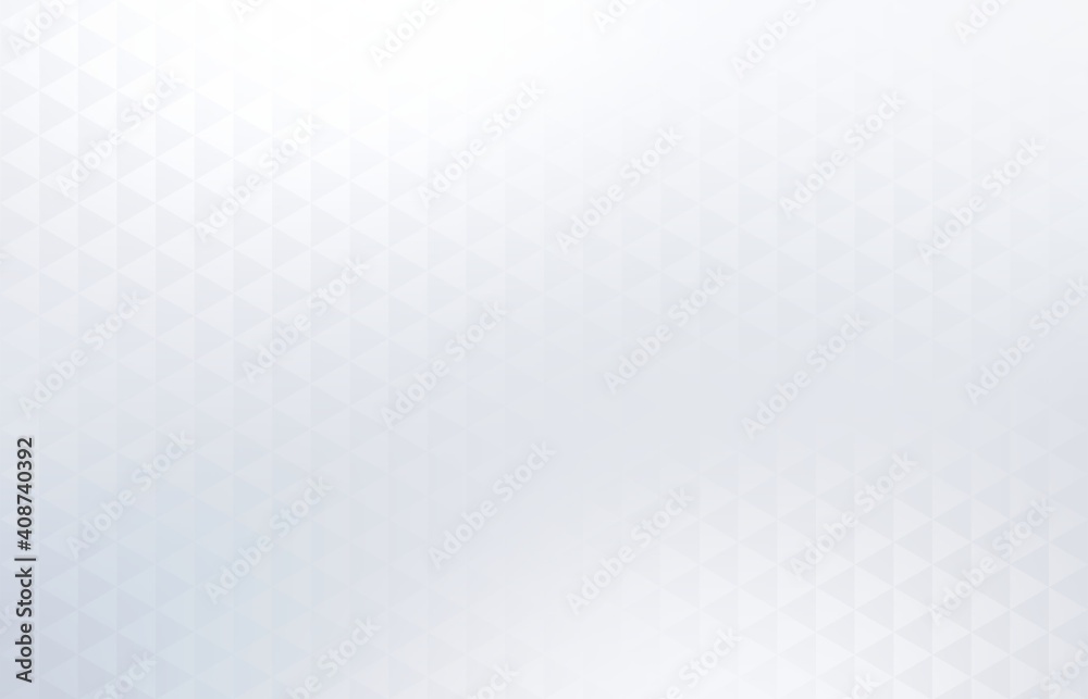 Fototapeta premium Triangles white geometric subtle background. Mosaic simple pattern. Light abstract texture.