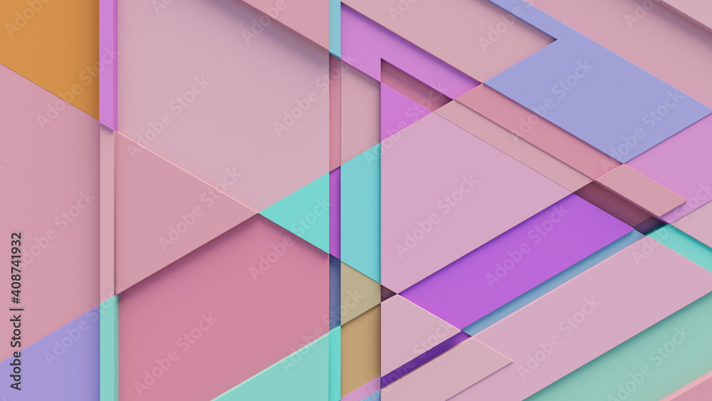 Multicolored tech background, with a geometric 3D structure. Clean, pastel colored design with simple, modern forms. 3D render Multicolored tech background, with a geometric 3D structure. Clean, pastel colored design with simple, modern forms. 3D render
