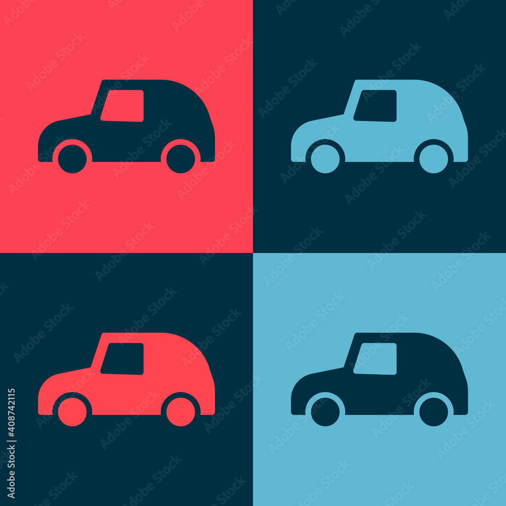 Pop art Toy car icon isolated on color background. Vector.