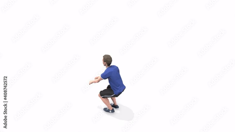 Man exercise animation 3d model on a white background in the blue t-shirt. Low Poly Style
Turntable camera view.
Man exercise animation 3d model on a white background in the blue t-shirt. Low Poly Style
Turntable camera view.