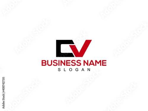 CV C&V Letter Type Logo Image, CV Logo Letter Design