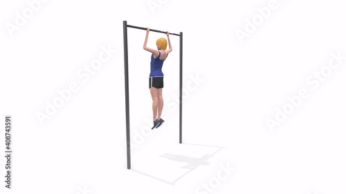 Woman exercise animation 3d model on a white background in the t-shirt. Low Poly Style
Turntable camera view.