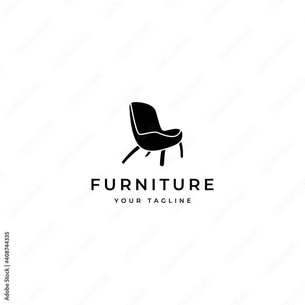 Simple chair furniture logo vector template on white background Simple chair furniture logo vector template on white background