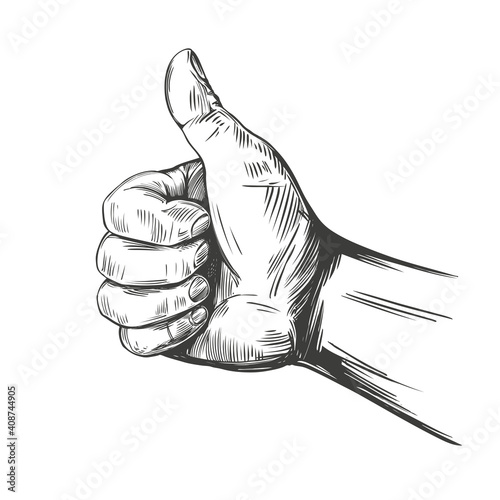 like and dislike, thumbs up sign icon. hand drawn vector illustration realistic sketch