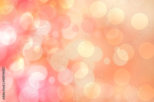 Abstract blurred fresh vivid spring summer light delicate pastel pink orange bokeh background texture with bright circular soft color lights. Beautiful backdrop illustration.