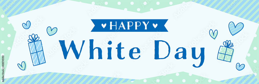 whiteday ホワイトデー ハート バナー POP 横長 whiteday ホワイトデー ハート バナー POP 横長
