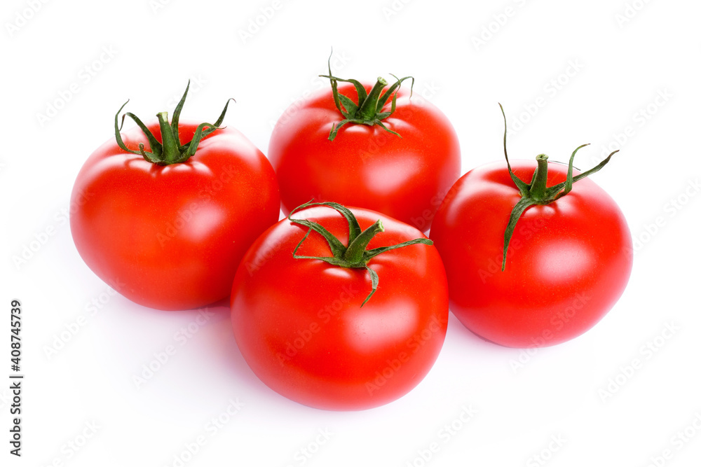 Red ripe tomatoes isolated on white background Red ripe tomatoes isolated on white background