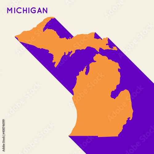 Michigan map state neo modernism bauhaus abstract brutalism bold retro geometric cover design vector illustration