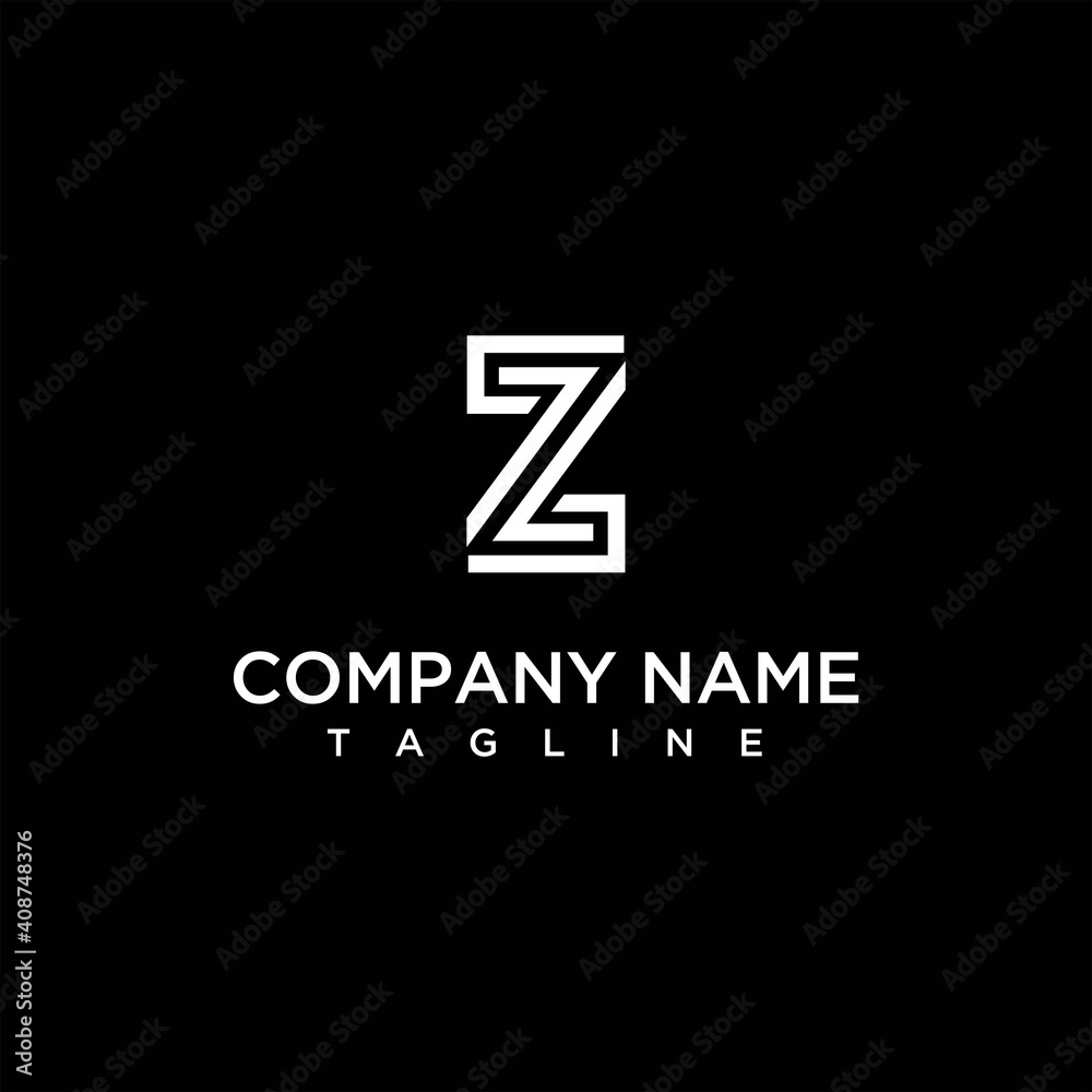 Initials letter Z vector silhouette outline logo design Initials letter Z vector silhouette outline logo design
