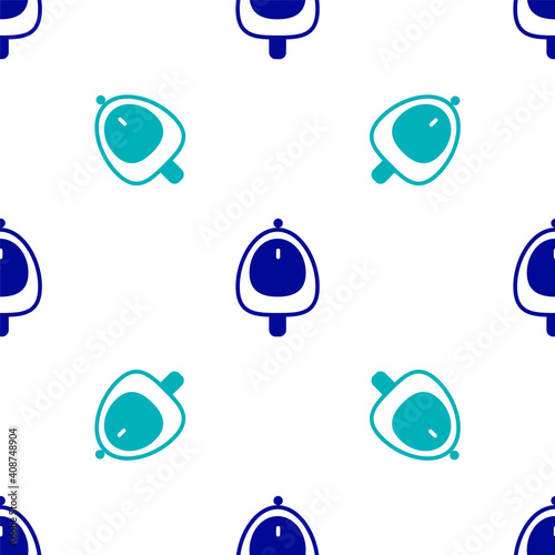 Blue Toilet urinal or pissoir icon isolated seamless pattern on white background. Urinal in male toilet. Washroom, lavatory, WC. Vector.