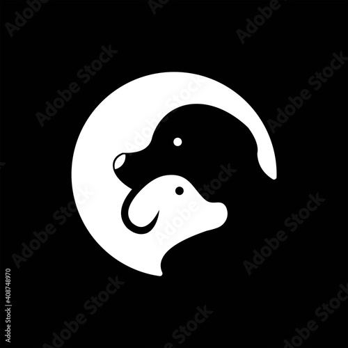 Dog circle logo design vector illustration, abstract dog logo design template vector image, dog logo image in circle