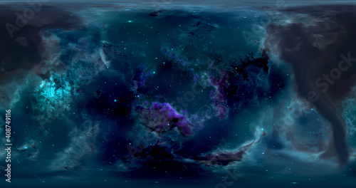 3d rendering. Space background with nebula and stars. Environment 360 HDRI map. Equirectangular projection, spherical panorama. Graphic illustration. photo