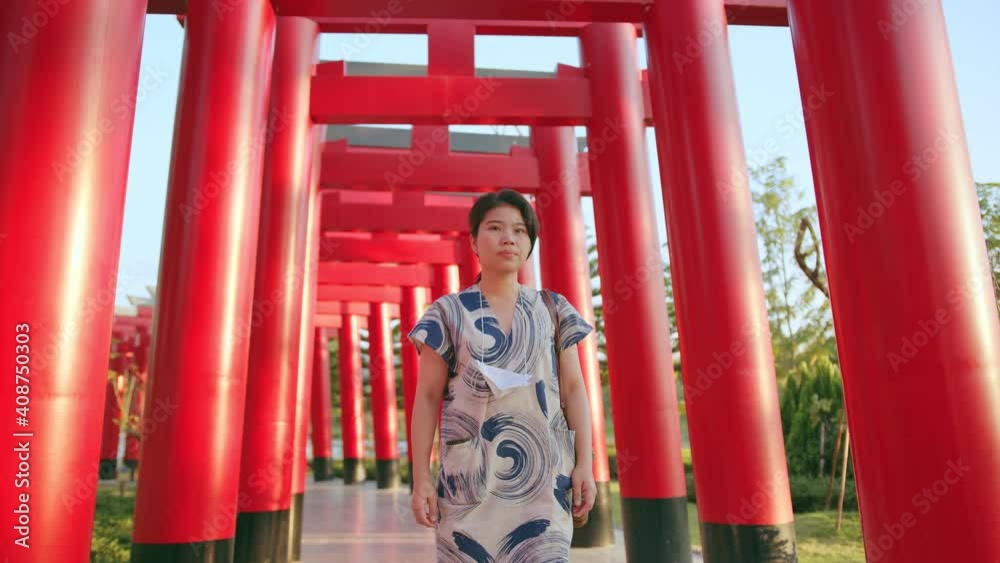 young attractive asian female wearing face mask virus protective at japan tradition temple safety travel new normal lifestyle young attractive asian female wearing face mask virus protective at japan tradition temple safety travel new normal lifestyle