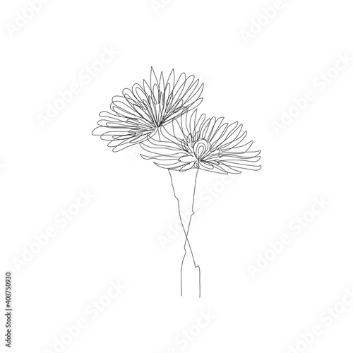 Flower One Line Drawing. Continuous Line of Simple Flower Illustration. Abstract Contemporary Botanical Design Template for Minimalist Covers, t-Shirt Print, Postcard, Banner etc. Vector EPS 10. © Наталья Дьячкова