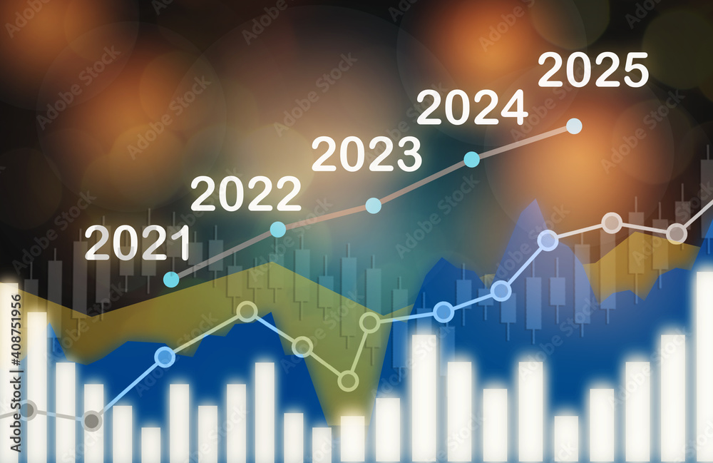 Illustrazione Stock 2021 2022 2023 2025 2025 growth graph return on