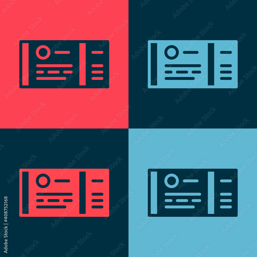 Pop art Train ticket icon isolated on color background. Travel by railway. Vector. Pop art Train ticket icon isolated on color background. Travel by railway. Vector.