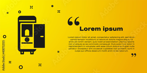 Black Toilet in the train car icon isolated on yellow background. Vector.