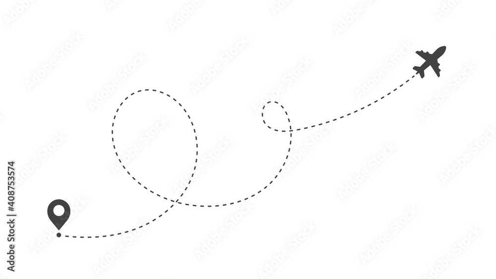 Airplane routes. Travel vector icon. Travel from start point and dotted line tracing. Airplane routes. Travel vector icon. Travel from start point and dotted line tracing.