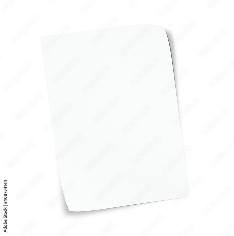 one sheet of white paper on isolated white background one sheet of white paper on isolated white background